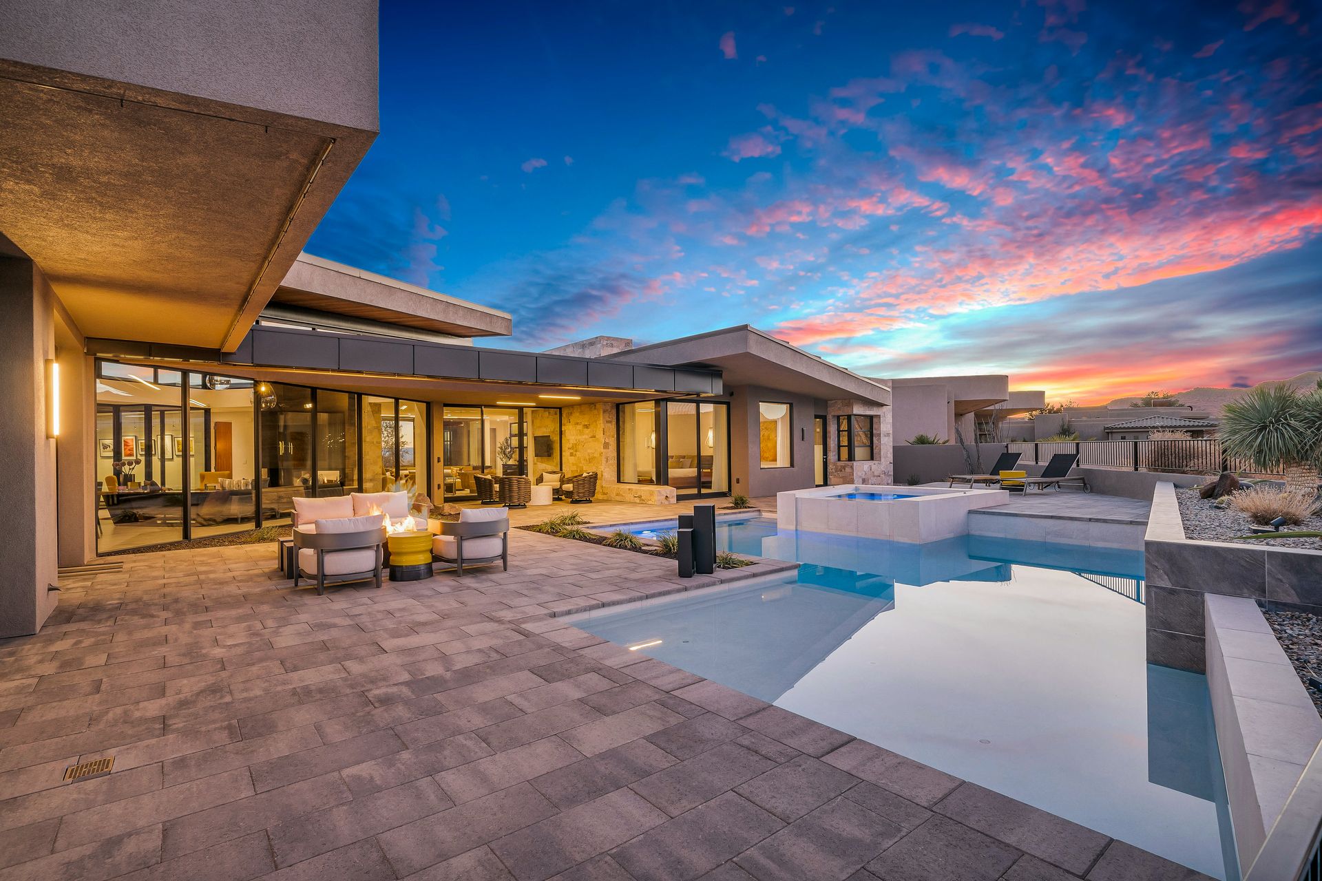 Modern St. George home at twilight
